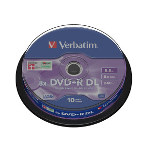 SCATOLA 10 DVD+R DUAL LAYER 8X 8.5GB 240MIN. SERIGRAFATO SPINDLE COD. 43666