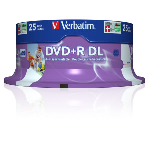 SCATOLA 25 DVD+R DUAL LAYER 8X 8.5GB 240MIN. SERIGRAFATO SPINDLE COD. 43667