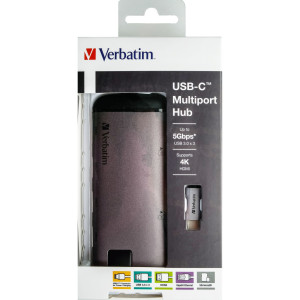 VERBATIM USB-C ADAPTER USB 3.1 G1 / USB 3.0 X 3 / HDMI / SDHC / MICRO SDHC / R COD. 49142
