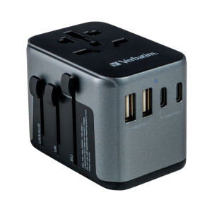 ADATTATORE DA VIAGGIO VERBATIM UTA-03 PD30W / QC / 2XUSB / 2XTYPE-C COD. 49545