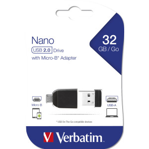 MEMORIA USB2.0 32GB STORE 'N' STAY NANO + OTG MICRO USB ADAPTER COD. 49822