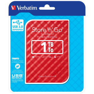 UBS PORTATILE STORE 'N' GO 1TB USB 3.0 RED (9.5MM DRIVE) COD. 53203