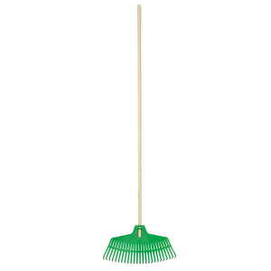 SCOPA 25 DENTI PER ERBA E FOGLIE CON MANICO IN LEGNO CM 47 VERDEMAX COD. 3819