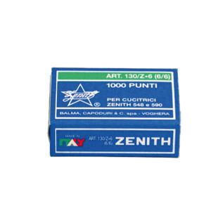 SCATOLA 1000 PUNTI ZENITH 130/Z6 (6/6) IN ACCIAIO ZINCATO COD. 0301303601 CONFEZIONE DA 10