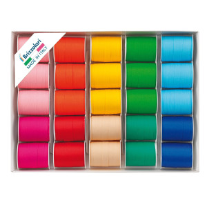 25 ROCCHE NASTRO SIMILPAPER 10MTX10MM COLORI ASSORTITI PRIMAVERA BRIZZOLARI COD. 00225499