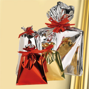 25 BUSTE REGALO PPL METAL LUCIDO 50X75CM ORO SENZA PATELLA ADESIVA COD. U-814ARRY9PAD