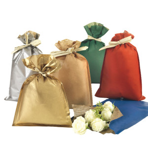 50 BUSTE REGALO IN CARTA 45GR. 16X25CM 5 COLORI ASSORTITI NATALE COD. UDT63SRR12N00