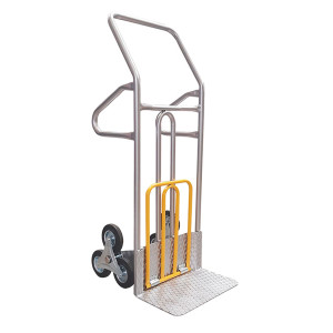 CARRELLO SALISCALE IN ACCIAIO PORTATA MAX 280KG GRIGIO/GIALLO COD. C059