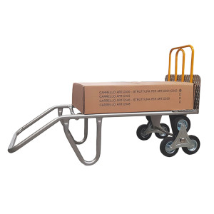 CARRELLO SALISCALE IN ACCIAIO PORTATA MAX 280KG GRIGIO/GIALLO COD. C059