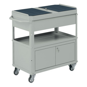 CARRELLO 2 VASCHE DA 80X45CM CON BAULE E PORTATTREZZI GRIGIO COD. C556
