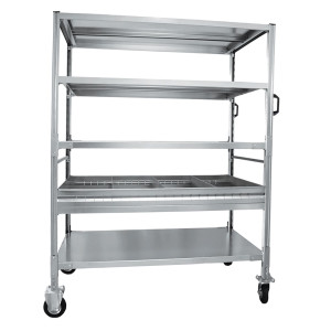 CARRELLO DA LAVORO 4 PIANI CON VASCHETTA ZINCATO COD. S9106