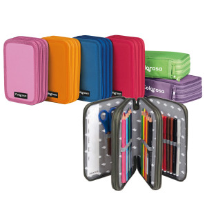 ASTUCCIO 3 ZIP COLORS 13X20X7.5CM COLORI ASSORTITI COLOROSA COD. 368300 CONFEZIONE DA 12