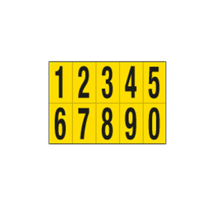 FOGLIO CON 10 NUMERI AUTOADESIVI DA 0 A 9 NERO/GIALLO 56X99MM COD. 905.09