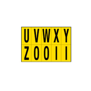 FOGLIO CON 10 LETTERE AUTOADESIVI DA U A Z NERO/GIALLO 56X99MM COD. 905UZ