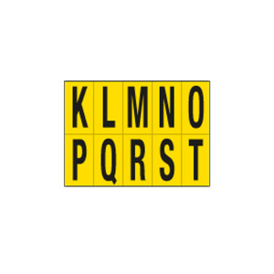FOGLIO CON 10 LETTERE AUTOADESIVE DA K A T NERO/GIALLO 70X124MM COD. 906KT