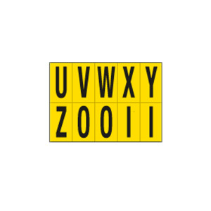 FOGLIO CON 10 LETTERE AUTOADESIVE DA U A Z NERO/GIALLO 70X124MM COD. 906UZ