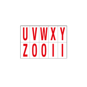 FOGLIO CON 10 LETTERE AUTOADESIVE DA U A Z ROSSO/BIANCO 70X124MM COD. 916UZ