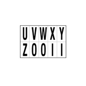 FOGLIO CON 10 LETTERE AUTOADESIVE DA U A Z NERO/BIANCO 56X99MM COD. 935UZ