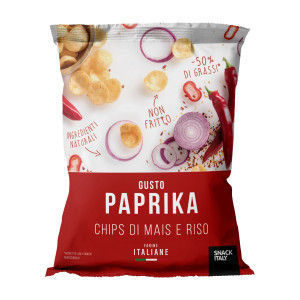 CHIPS DI MAIS E RISO ALLA PAPRIKA 70GR SNACK ITALY COD. A008 CONFEZIONE DA 10