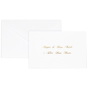 BIGLIETTO NATALE SEMPLICE C/BUSTA E STAMPA IN ORO 9X14CM BIANCO SADOCH COD. 2101 CONFEZIONE DA 100