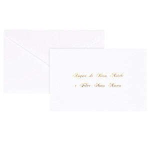 BIGLIETTO NATALE SEMPLICE C/BUSTA E STAMPA IN ORO 9X14CM BIANCO SADOCH COD. 2101 CONFEZIONE DA 100