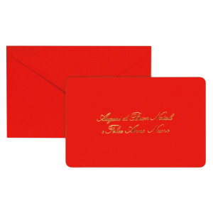 BIGLIETTO NATALE SEMPLICE C/BUSTA E STAMPA IN ORO 9X14CM ROSSO SADOCH COD. 2107 CONFEZIONE DA 100