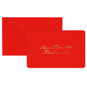 BIGLIETTO NATALE SEMPLICE C/BUSTA E STAMPA IN ORO 9X14CM ROSSO SADOCH COD. 2107 CONFEZIONE DA 100