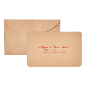 BIGLIETTO NATALE SEMPLICE C/BUSTA E STAMPA IN ORO 9X14CM AVANA SADOCH COD. 21344 CONFEZIONE DA 100