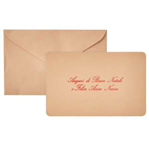 BIGLIETTO NATALE SEMPLICE C/BUSTA E STAMPA IN ORO 9X14CM AVANA SADOCH COD. 21344 CONFEZIONE DA 100