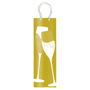 SHOPPER PORTABOTTIGLIE NATALE FANTASIA ORO 37X12X9CM SADOCH-STAGIONALE COD. SDN12177F CONFEZIONE DA 10