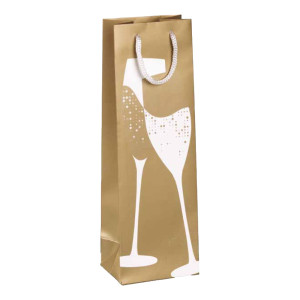 SHOPPER PORTABOTTIGLIE NATALE FANTASIA ORO 37X12X9CM SADOCH-STAGIONALE COD. SDN12177F CONFEZIONE DA 10