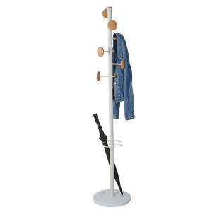 APPENDIABITI A 6 GANCI + 3 MINIGANCI 175CM BIANCO/LEGNO MUSIC ALBA COD. PMMUSIC BC