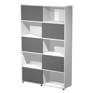 LIBRERIA ALTA 5 ANTE SCORREVOLI STRUTTURA BIANCO / ANTE ANTRACITE ESSENCE COD. 17060/3T