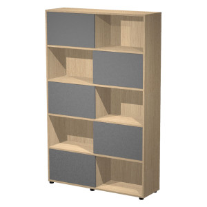 LIBRERIA ALTA 5 ANTE SCORREVOLI STRUTTURA ROVERE / ANTE ANTRACITE ESSENCE COD. 17060/CT