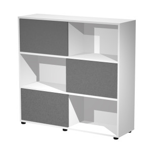 LIBRERIA MEDIA 3 ANTE SCORREVOLI STRUTTURA BIANCO / ANTE ANTRACITE ESSENCE COD. 17065/3T