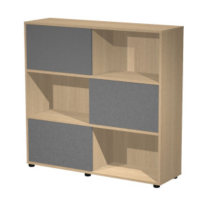 LIBRERIA MEDIA 3 ANTE SCORREVOLI STRUTTURA ROVERE / ANTE ANTRACITE ESSENCE COD. 17065/CT