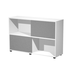 LIBRERIA BASSA 2 ANTE SCORREVOLI STRUTTURA BIANCA / ANTE ANTRACITE ESSENCE COD. 17066/3T