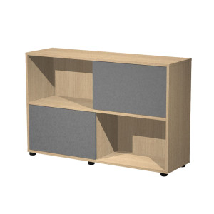 LIBRERIA BASSA 2 ANTE SCORREVOLI STRUTTURA ROVERE / ANTE ANTRACITE ESSENCE COD. 17066/CT