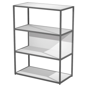 LIBRERIA MEDIA A GIORNO 90X44CM - H119CM BIANCO - GAMBA ANTRACITE ESSENCE COD. 280-AF+RP5-3