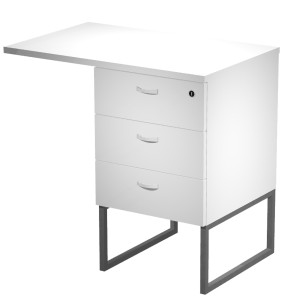 CASSETTIERA 3 CASS. BIANCO CON SUPPORTO METAL ANTRACITE E TOP - ESSENCE COD. 419MET+TOP80/3-AF