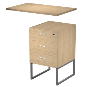 CASSETTIERA 3 CASS. ROVERE CON SUPPORTO METAL ANTRACITE E TOP - ESSENCE COD. 419MET+TOP80/C-AF