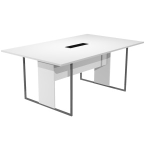 TAVOLO RIUNIONE 180X110CM BIANCO / GAMBA ANTRACITE / TOP NERO ESSENCE COD. 425-TOP-3-AF-FC