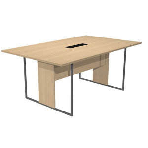 TAVOLO RIUNIONE 180X110CM ROVERE / GAMBA ANTRACITE / TOP NERO ESSENCE COD. 425-TOP-C-AF-FC