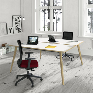 SCRIVANIA A 2 POSTAZIONI CONTRAP. 120X166CM ROVERE/BIANCO WOODY