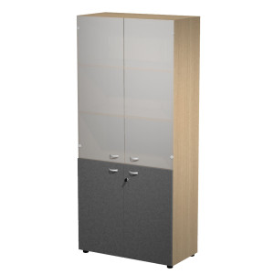 ARMADIO ALTO ANTE SUP. VETRO+ANTE INF. MELAM. ROVERE/ANTE ANTRACITE ESSENCE COD. AR/ST+AA/CT