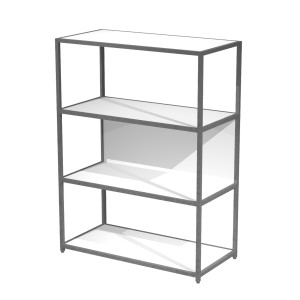 LIBRERIA 4 RIPIANI 90X44H122CM CON STRUTTURA METAL ANTRACITE- BIANCO MODULAR COD. DOE122C-AF-3