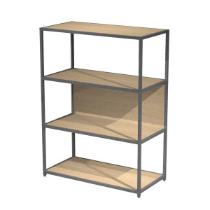 LIBRERIA 4 RIPIANI 90X44H122CM CON STRUTTURA METAL ANTRACITE- ROVERE MODULAR COD. DOE122C-AF-C