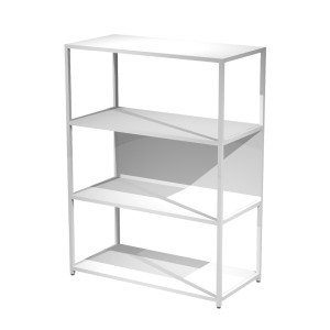 LIBRERIA 4 RIPIANI 90X44H122CM CON STRUTTURA METAL BIANCO - BIANCO MODULAR COD. DOE122C-AN-3