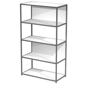 LIBRERIA 5 RIPIANI 90X44H161CM CON STRUTTURA METAL ANTRACITE - BIANCO MODULAR COD. DOE161C-AF-3