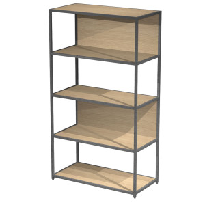 LIBRERIA 5 RIPIANI 90X44H161CM CON STRUTTURA METAL ANTRACITE - ROVERE MODULAR COD. DOE161C-AF-C